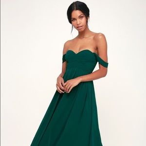 Green Off-the-Shoulder Maxi Dress